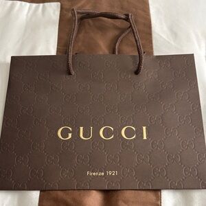 Gucci Brown Small Embossed Logo Shopping Bag